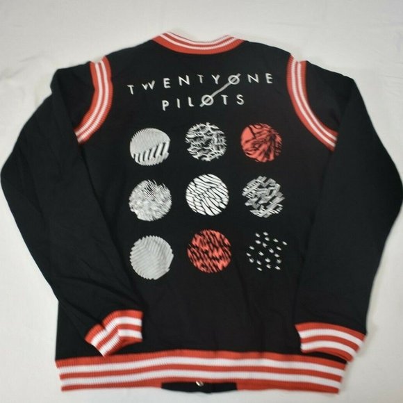 Twenty One Pilots Juniors Blurry Face Logo Varsity Jacket New 2XL - Picture 6 of 7
